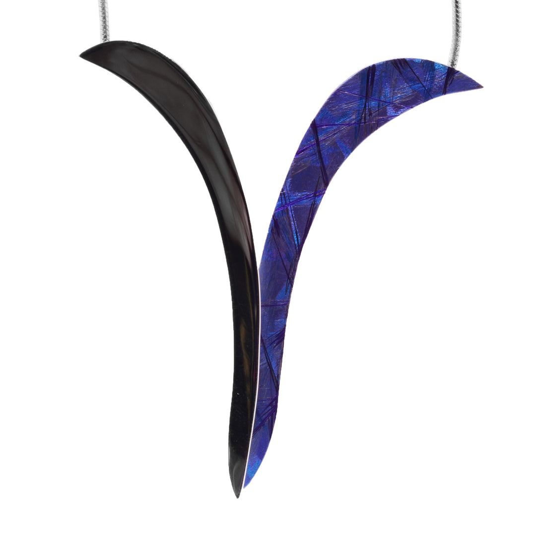 Large "V" Blue Titanium Pendant Necklace - Artina's Jewellery