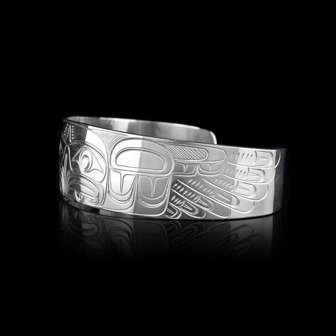 3/4" Sterling Silver Front Facing Eagle Cuff Bracelet