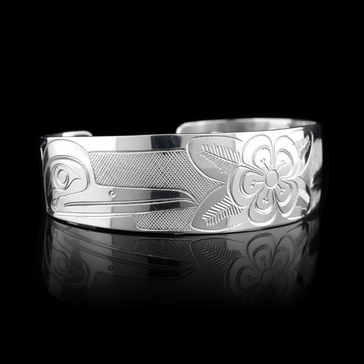 3/4" Sterling Silver Hummingbird Cuff Bracelet