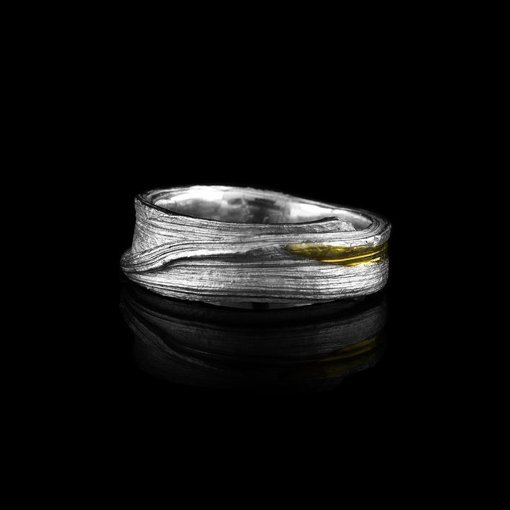 Mitsuro Silver Thin Wavy Ring Band Keum Boo Gold - Artina's Jewellery