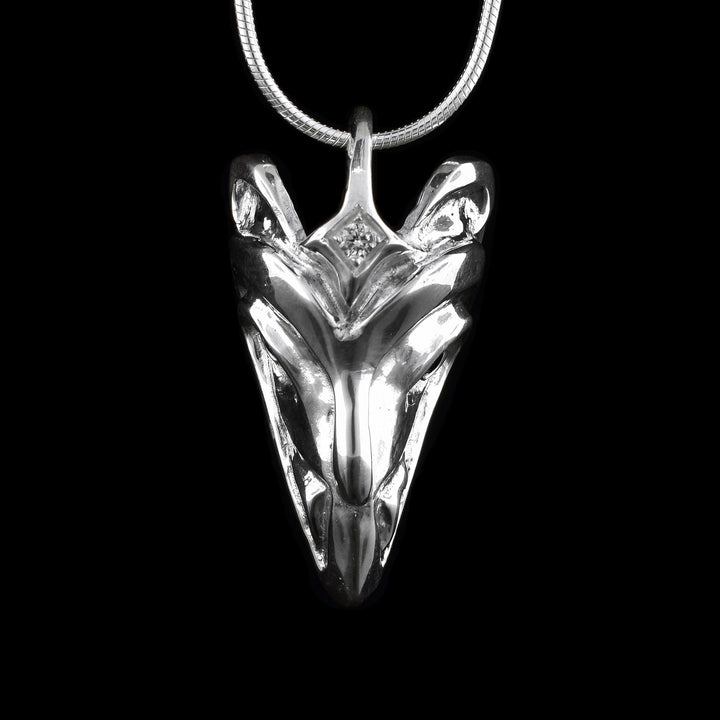 Raven Head Sterling Silver Sapphire and Diamond Pendant