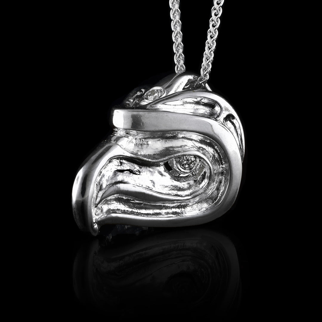 Eagle Head Sterling Silver Diamond Pendant - Artina's Jewellery
