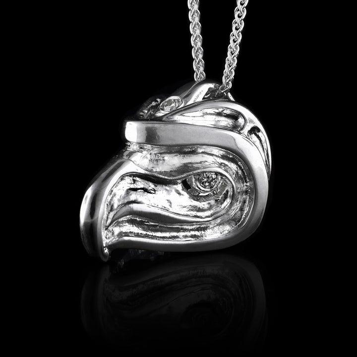 Eagle Head Sterling Silver Diamond Pendant - Artina's Jewellery