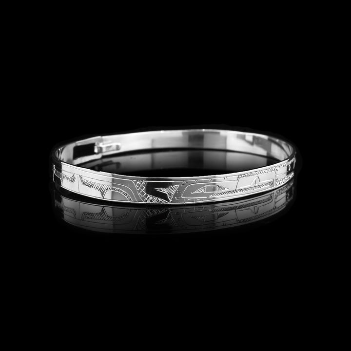 Sterling Silver Hummingbird and Eagle Bangle Bracelet