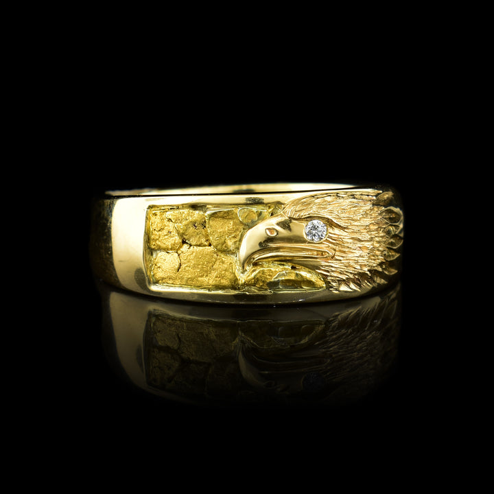 Mixed Gold With a Diamond Eagle Band Ring