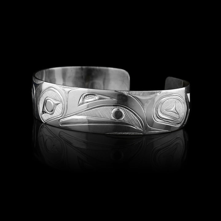 9/16" Sterling Silver Raven Cuff Bracelet