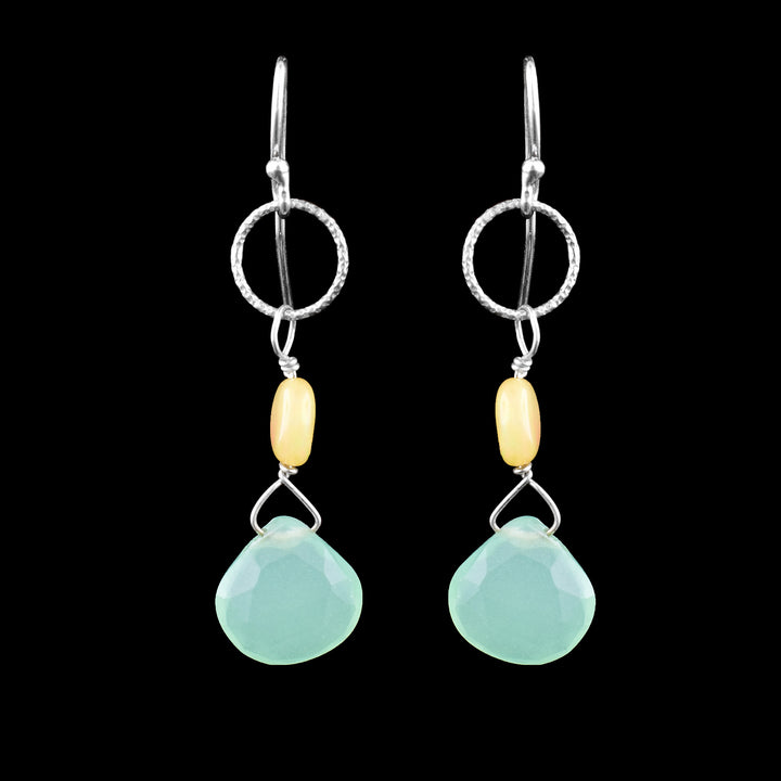 Sterling Silver Chalcedony & Ethiopian Opal Drop Earrings - Artina's Jewellery