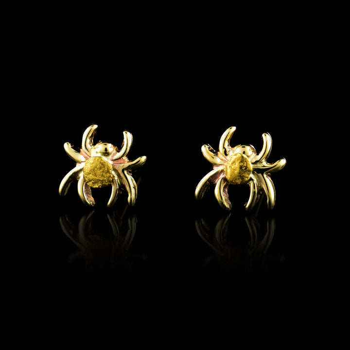 Gold Nugget Spider Studs