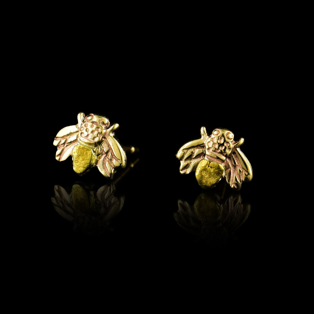Gold Nugget Bee Stud Earrings