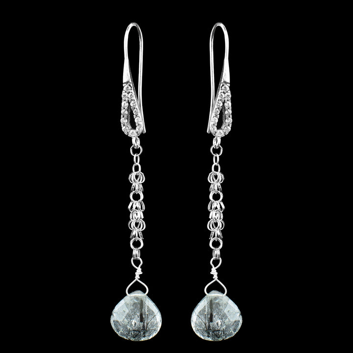 Rutilated Quartz & Crystal Dangle Earrings - Artina's Jewellery