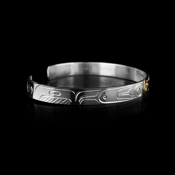 1/4" Silver & Gold Wolf Cuff Bracelet - Artina's Jewellery