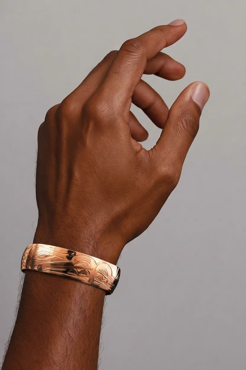 3/4" Copper Bear & Wolf Bracelet Cuff - Artina's Jewellery