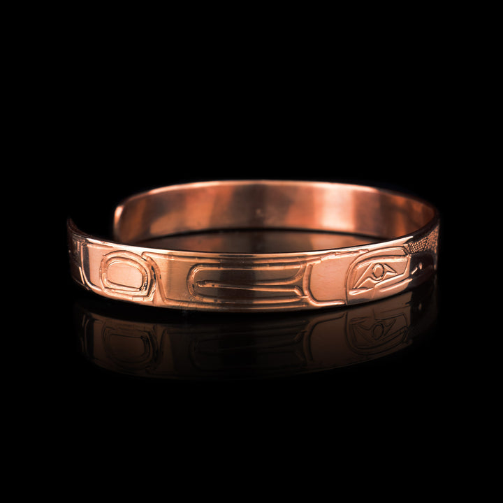 Thin 3/8" Copper Cuff with Eagle and Raven - Artina's Jewellery