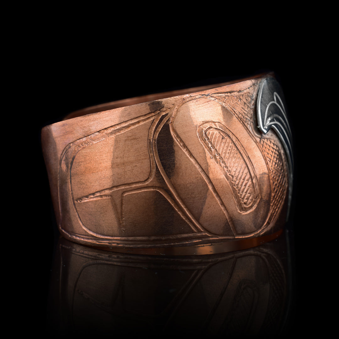 1 1/4" Sterling Silver & Copper Eagle Cuff Bracelet