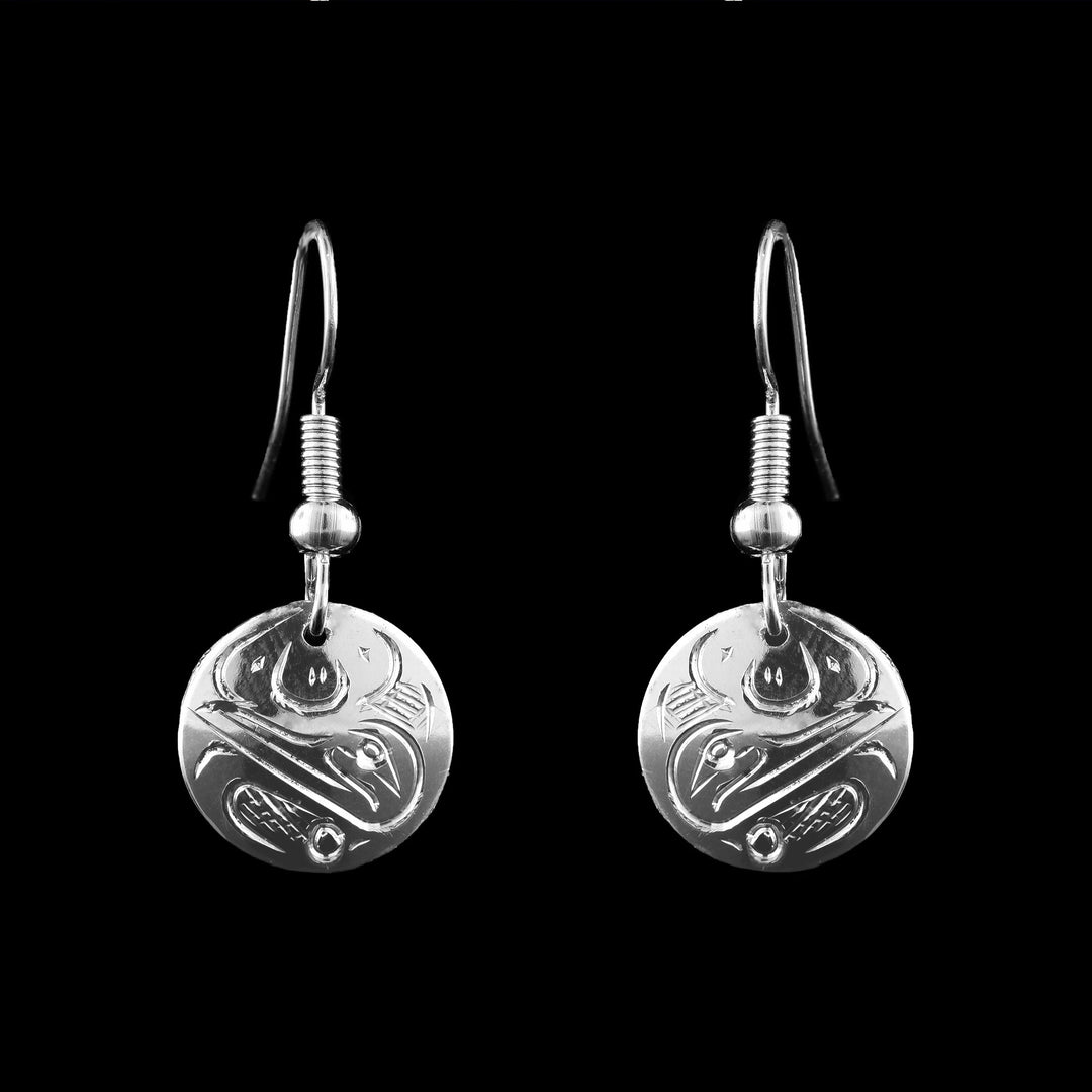 5/8" Sterling Silver Circle Hummingbird Earrings - Artina's Jewellery