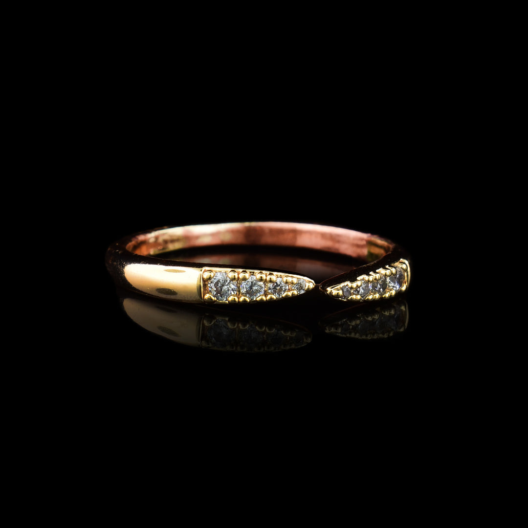 Open Cuff Ring, four (for a total of eight) cubic zirconia sit on either side of the 14k gold-filled open cuff ring, creating a casual elegance.