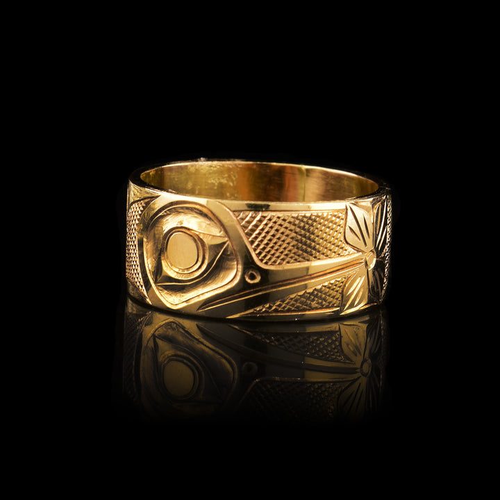 14K Gold Hummingbird Band Ring