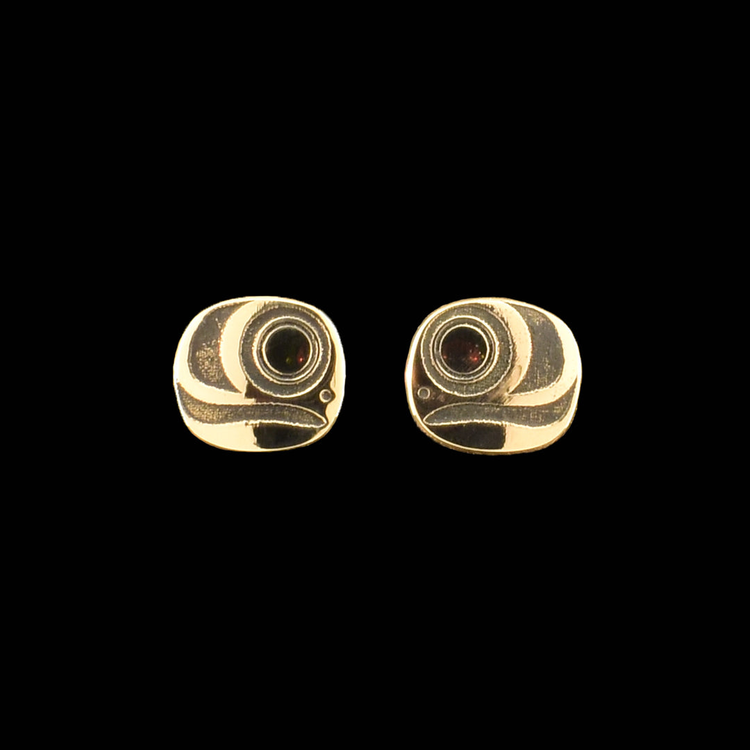 14K Gold Salmon Egg Stud Earrings