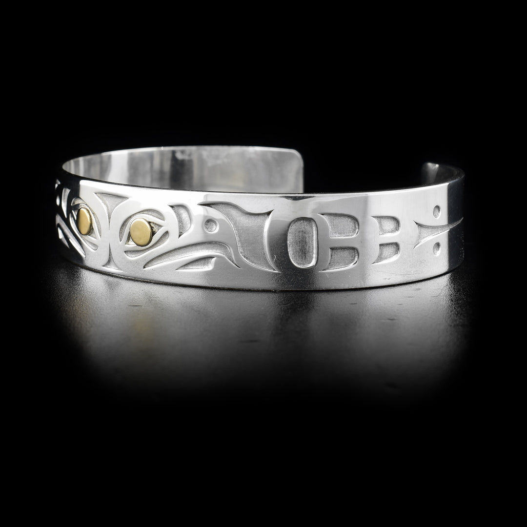 Left side featuring laser-carved designs.