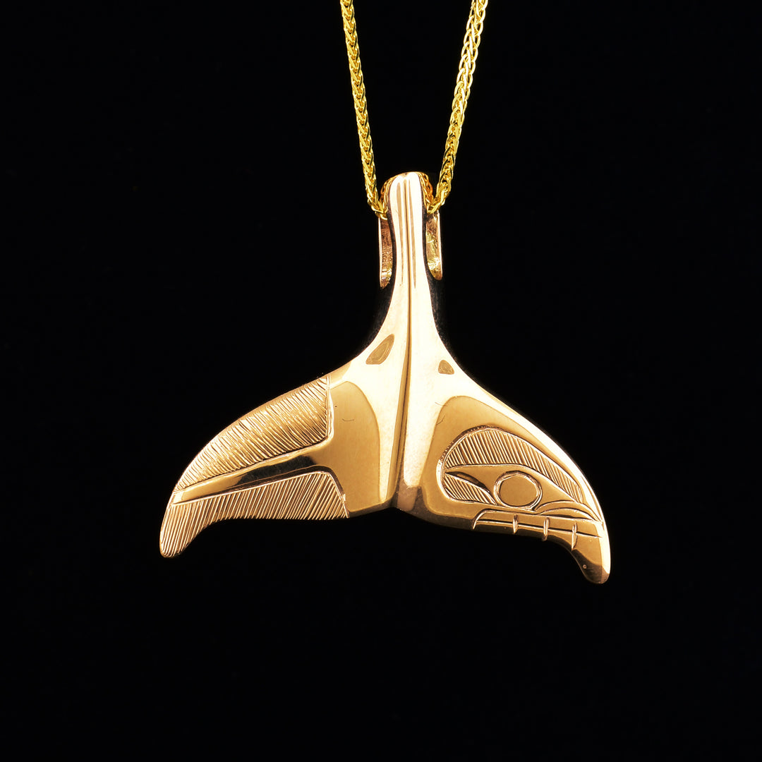14K Gold Whale Tail Pendant