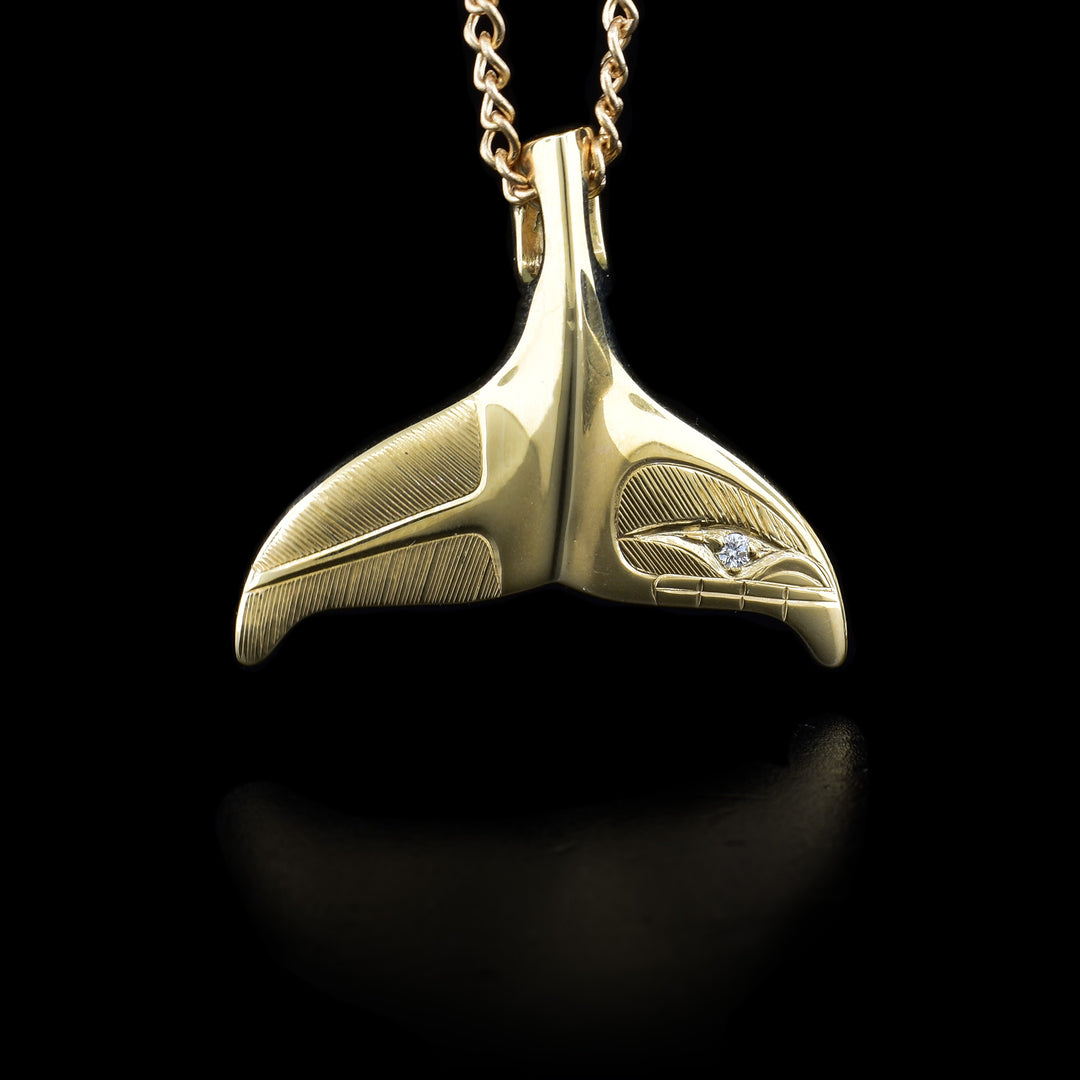 14K Gold Whale Tail with Diamond