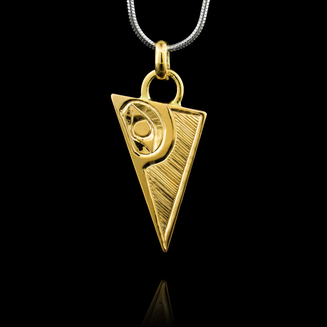14k Gold Hummingbird Triangle Pendant
