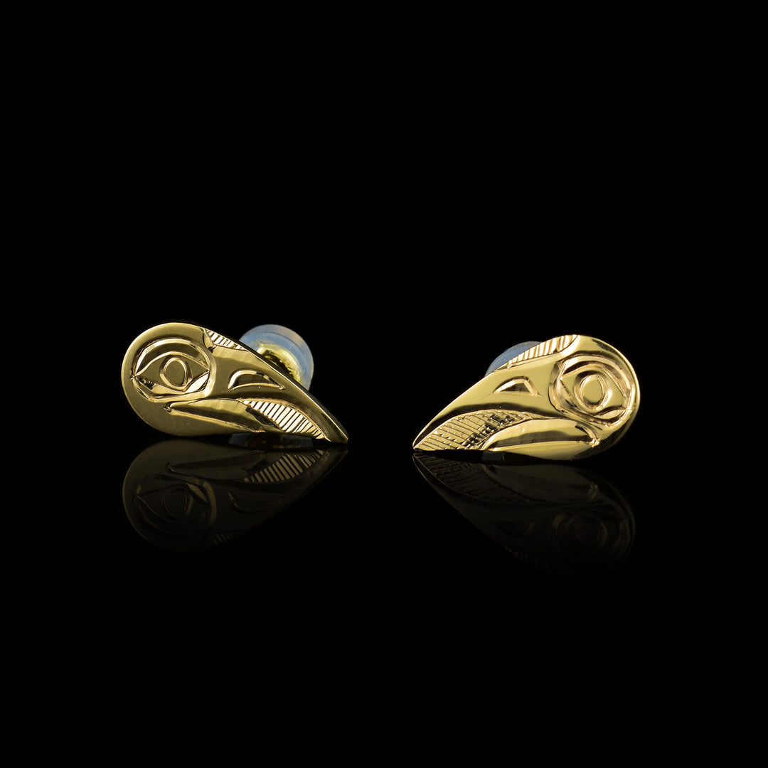 Made with 14k gold these Raven Teardrop Earrings represent the legend of the Raven.