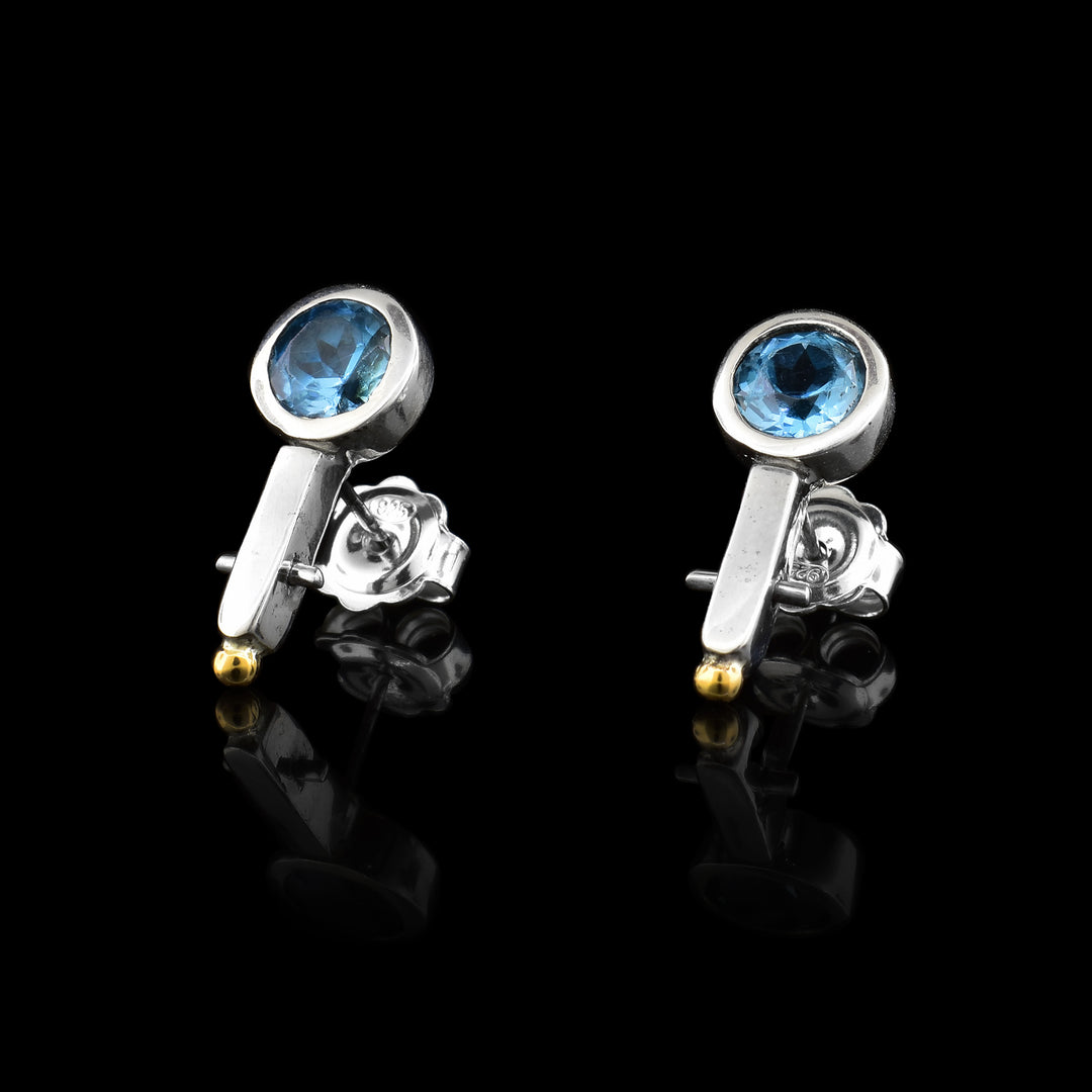 14k Gold Sterling Silver Blue Topaz Drop Earrings