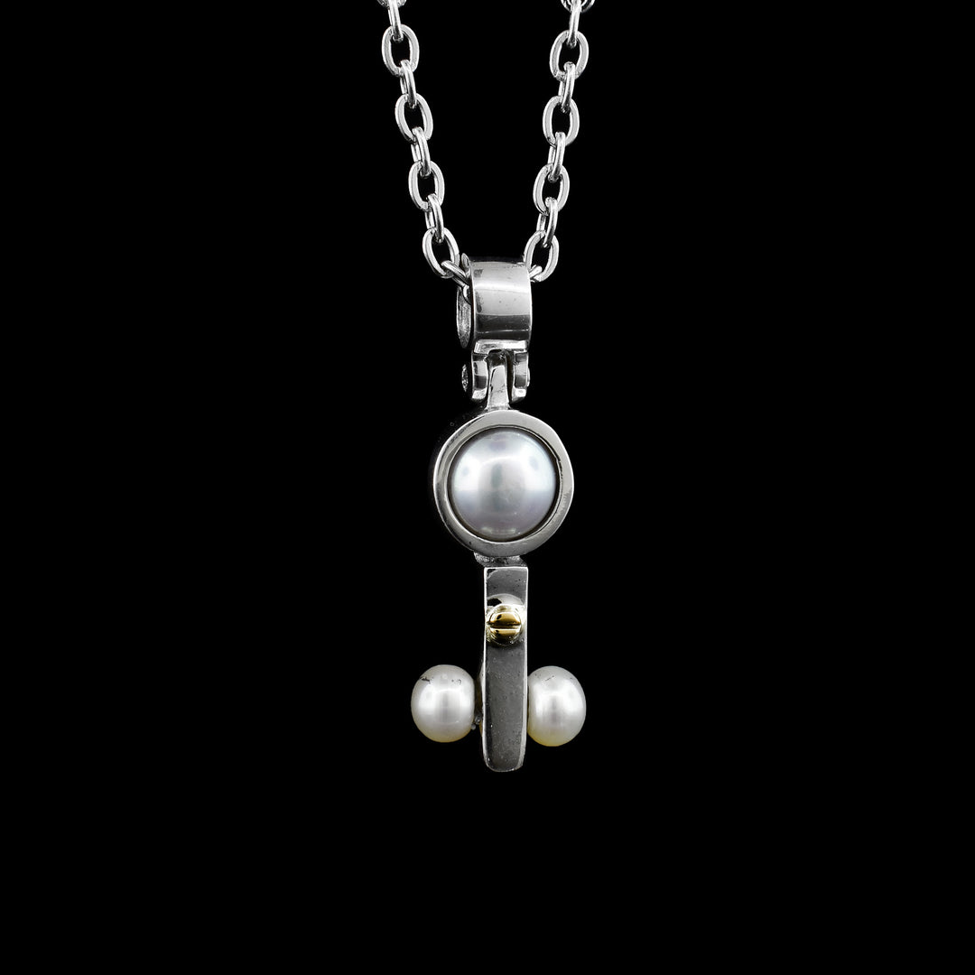 14k Gold and Sterling Silver Pearl Pendant