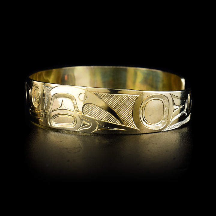 14K Gold 3/4" Cuff Orca Bracelet - Artina's Jewellery