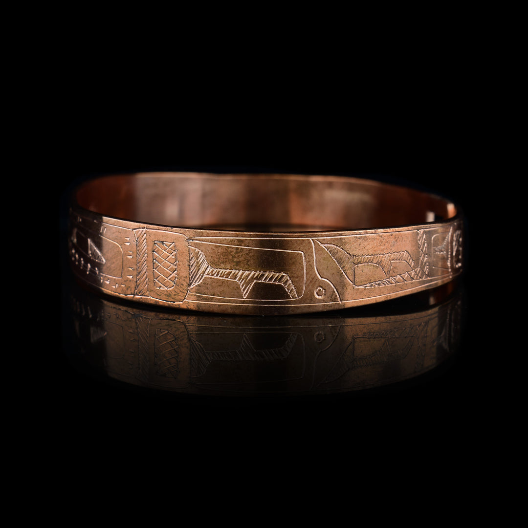 3/8" Copper Wolf and Orca Clasp Bracelet