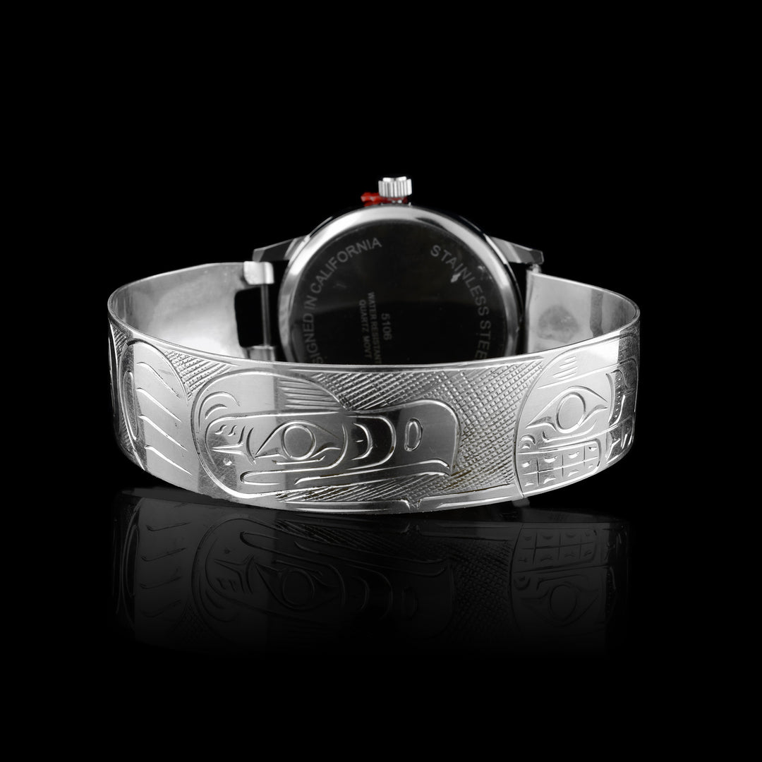 3/4" Sterling Silver Eagle and Orca Watch - Artina's Jewellery