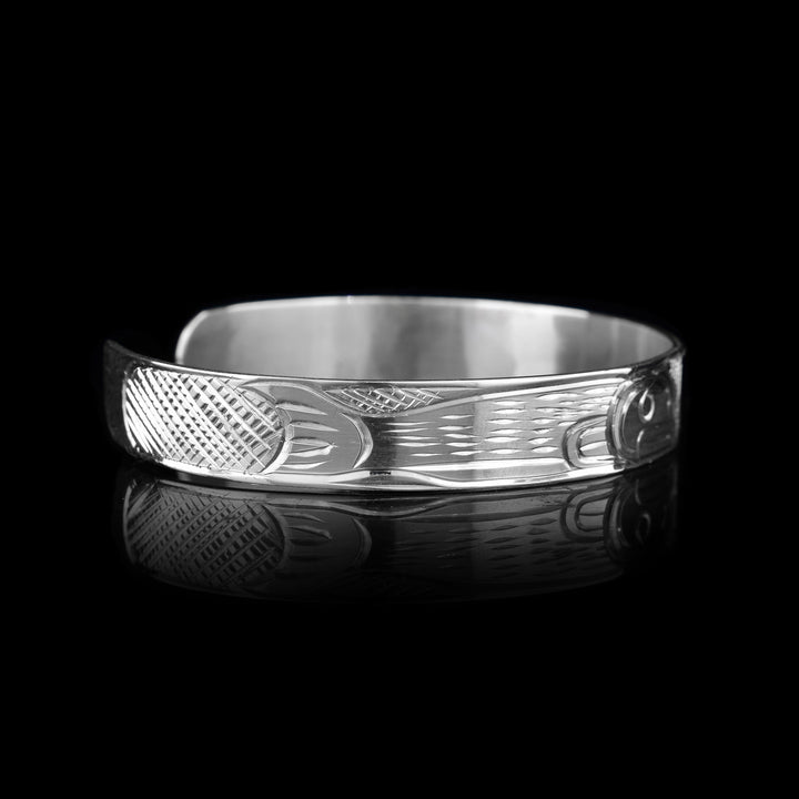 3/8" Sterling Silver Bear and Salmon Bracelet