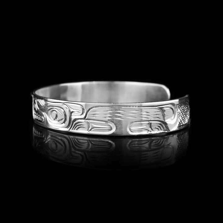 3/8" Sterling Silver Bear and Salmon Bracelet