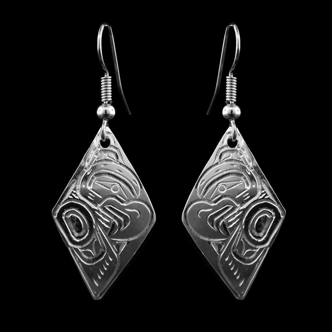 Diamond Shaped Sterling Silver Thunderbird Earrings