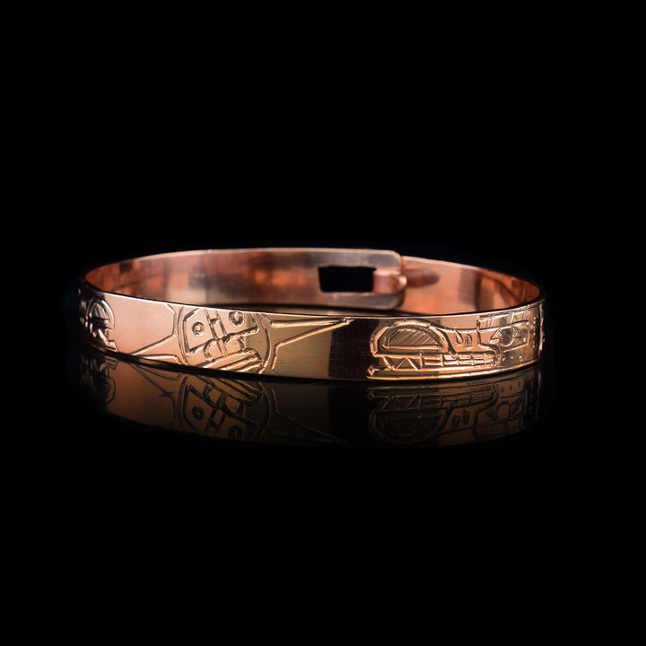 3/8" Wolf and Sun Copper Clasp Bracelet