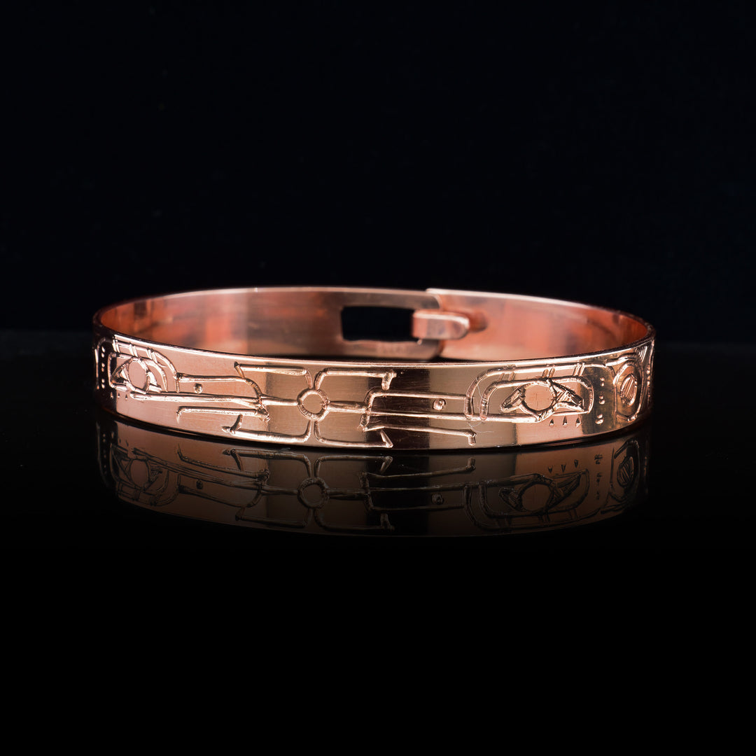 3/8" Copper Hummingbird and Floral Bracelet