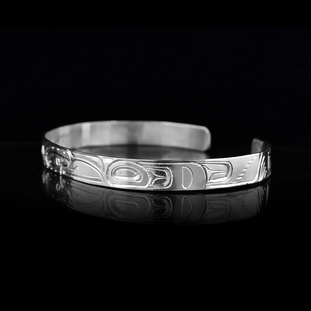 1/4" Sterling Silver Raven Cuff Bracelet