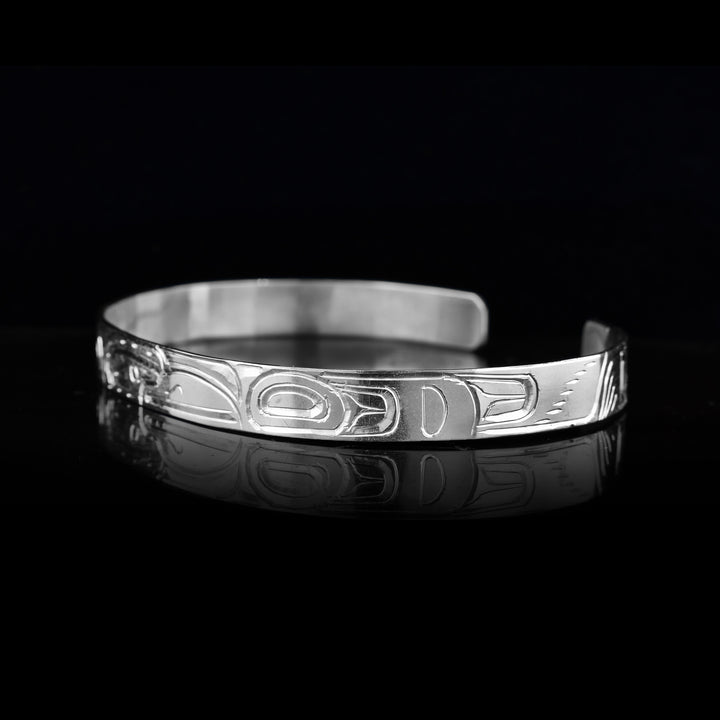 1/4" Sterling Silver Raven Cuff Bracelet