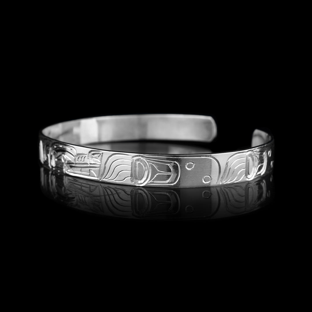 1/4" Sterling Silver Wolf Cuff Bracelet