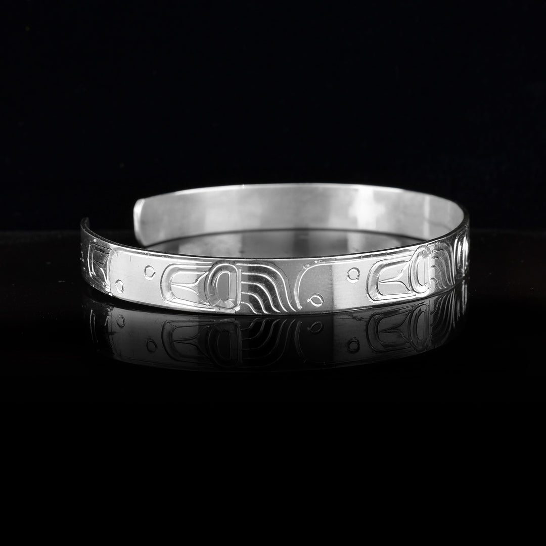 1/4" Sterling Silver Wolf Cuff Bracelet