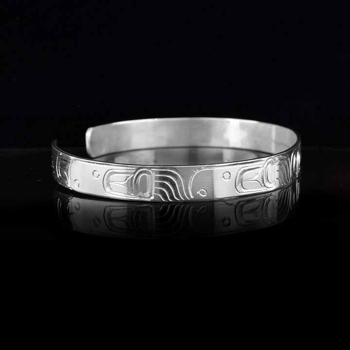 1/4" Sterling Silver Wolf Cuff Bracelet