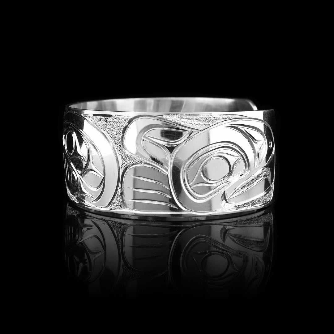 1" Sterling Silver Double Orca and Eagle Bracelet