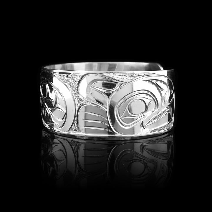 1" Sterling Silver Double Orca and Eagle Bracelet
