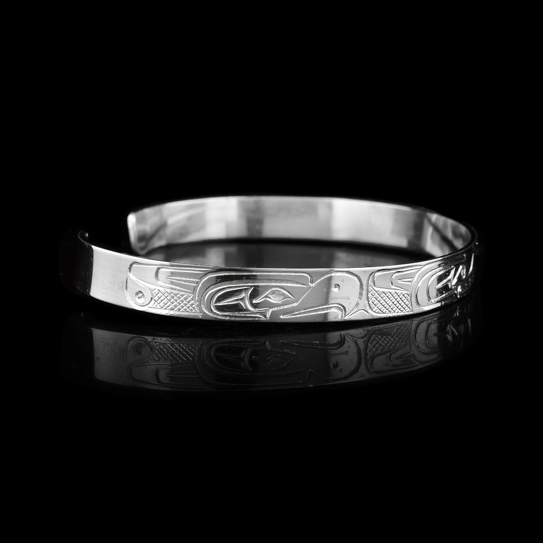 1/4" Sterling Silver Trippel Bird with Wolf Bracelet