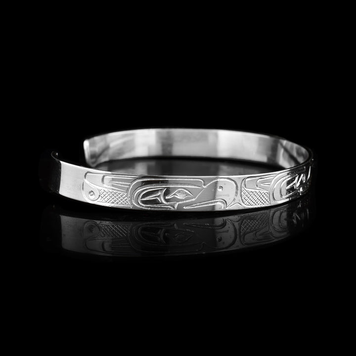 1/4" Sterling Silver Trippel Bird with Wolf Bracelet