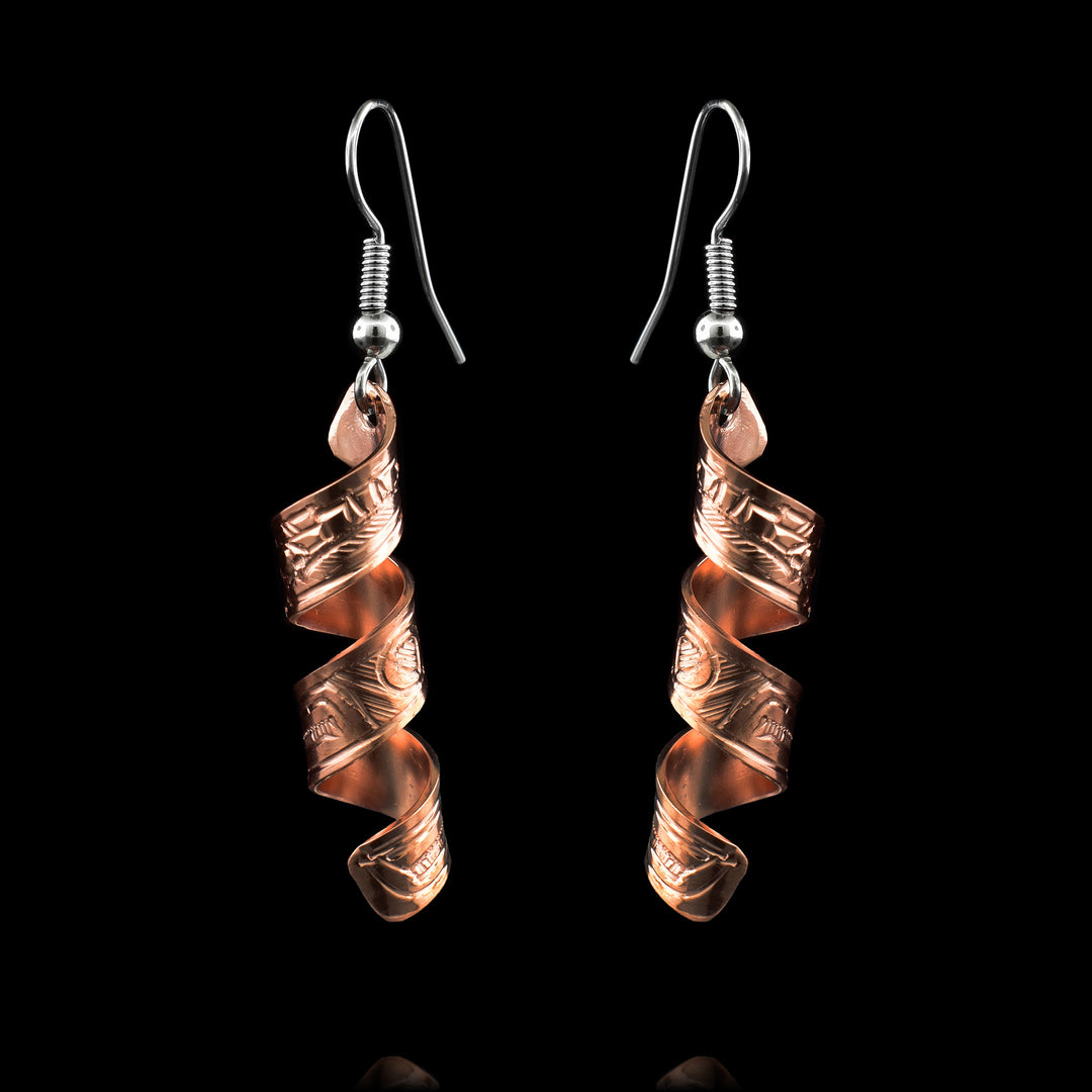 Copper Spiral Thubderbird Earrings