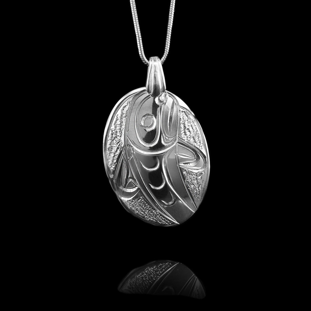 Sterling Silver Oval Orca Pendant
