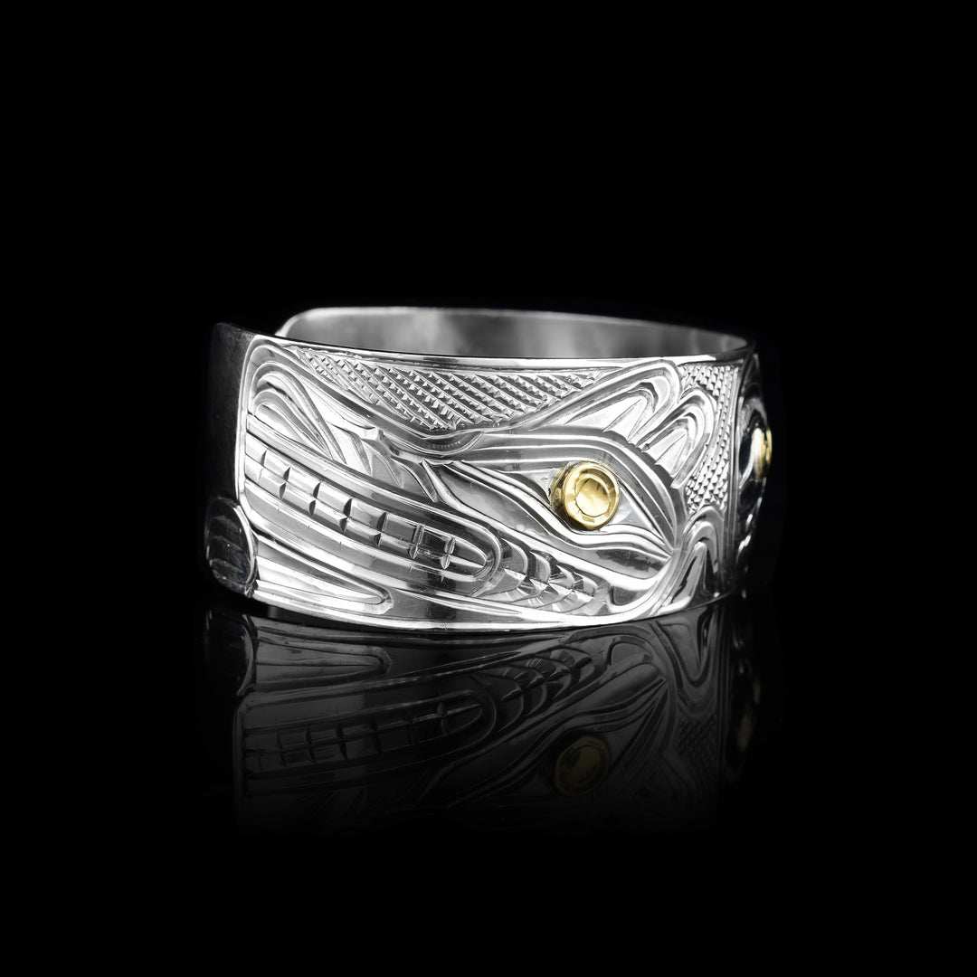 1" Sterling Silver Double Wolf and Moon Bracelet