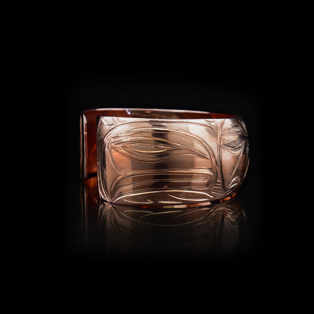 1" Bear and Salmon Copper Cuff Bracelet